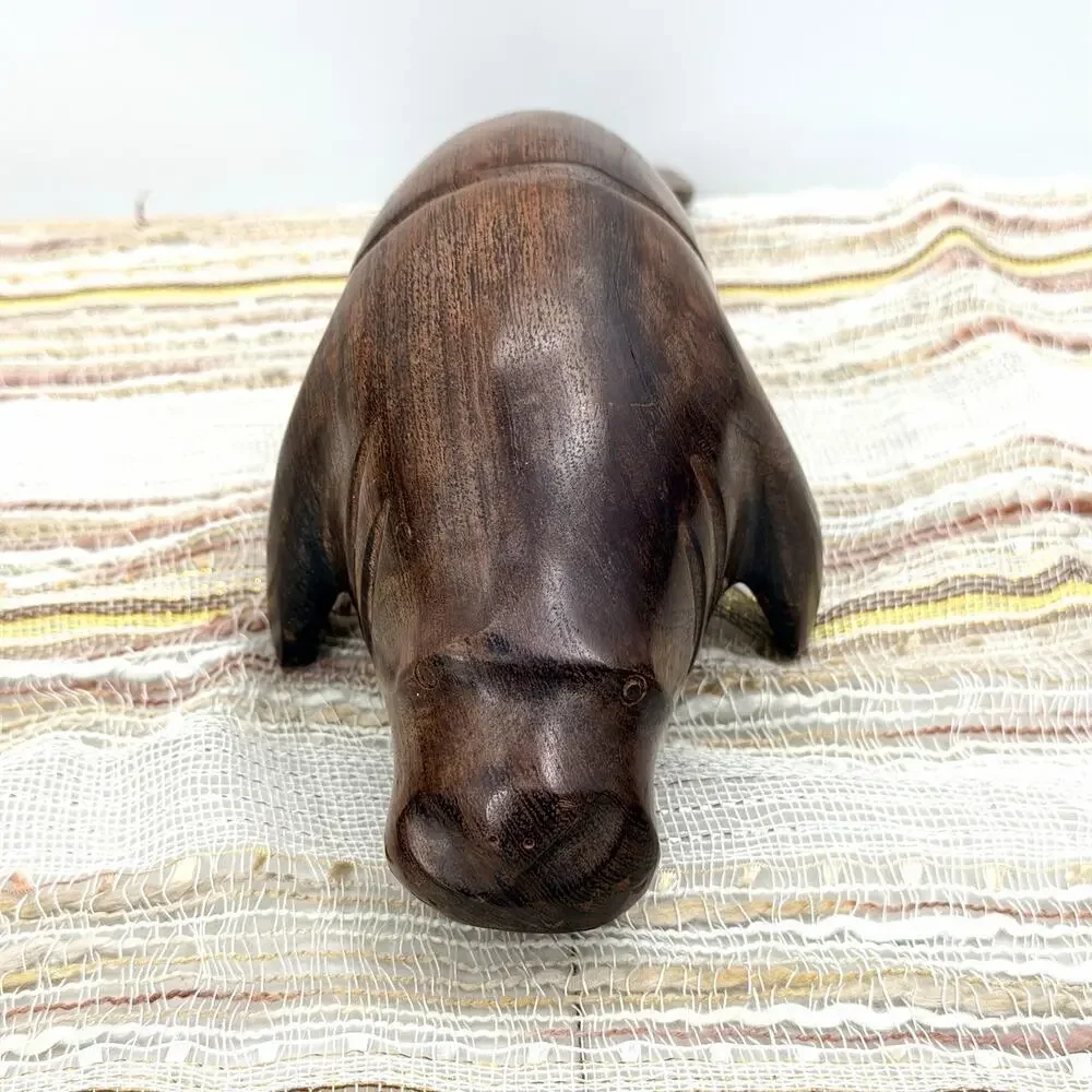 Vintage Hand Carved Ironwood Manatee Sea Cow Figurine Sculpture